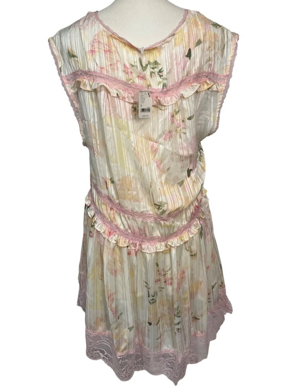 Free People Spring Fling Mini Dress in Tea Combo Medium New Womens Lace Boho - Picture 6 of 16